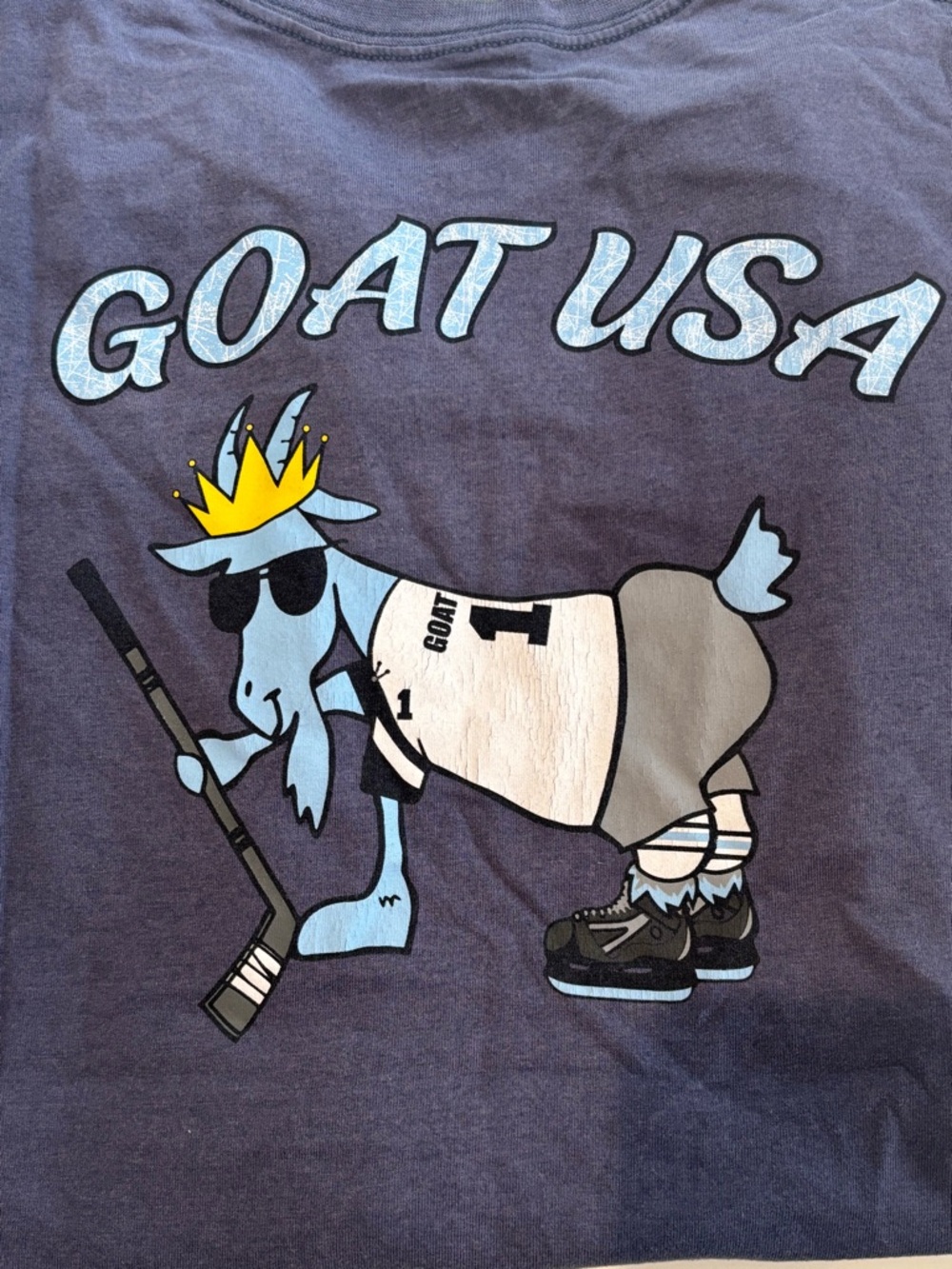 GOAT USA youth  Graphic Short Sleeve Tee - Navy with Blue Goat Print